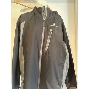 Free Country Softshell Jacket Mens XL Black Grey Good Watr Resistant Windbreaker